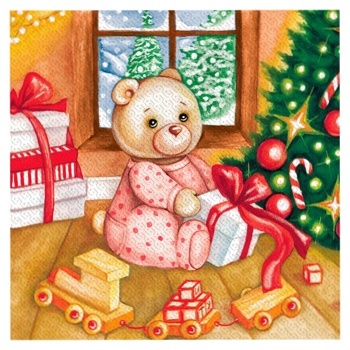 Silken Bear with Gift Napkins 33x33cm 12pcs