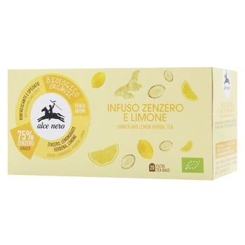 Alce Nero Ginger and Lemon Organic Herbal Tea 20pcs 35g - buy, prices for WINETIME - photo 1