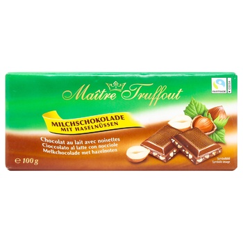 Шоколад молочный Maitre Truffout с лесным орехом 100г - купить, цены на ULTRAMARKET - фото 1