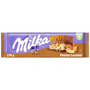 Шоколад Milka молочний з карамельної начинкою з арахісом і арахісової начинкою з повітряним рисом і шматочками арахісу 276г