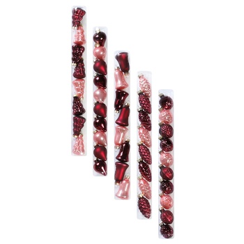 Inge Glas Mini Burgundy-Pink Christmas Decoration Set in Assortment - buy, prices for WINETIME - photo 1