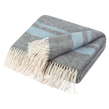 Love You Sport Merino White/Grey/Gray-blue Plaid 140x200cm