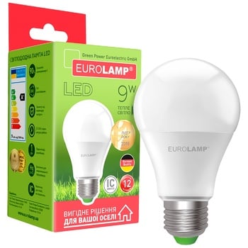 Лампа Eurolamp LED А60 3000K Е27 9Вт - купить, цены на ULTRAMARKET - фото 1