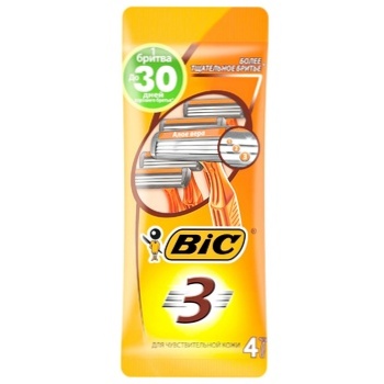 Бритва BIC 3 чоловіча 4шт - купити, ціни на Auchan - фото 1