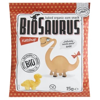 Снеки BioSaurus кукурузные с кетчупом органические без глютена 15г - купить, цены на WINETIME - фото 1