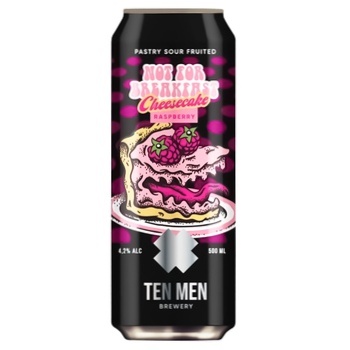 Пиво Ten Men Not for Breakfast: Raspberry Cheesecake полутемное нефильтрованное 4,2% 0,5л - купить, цены на - фото 1