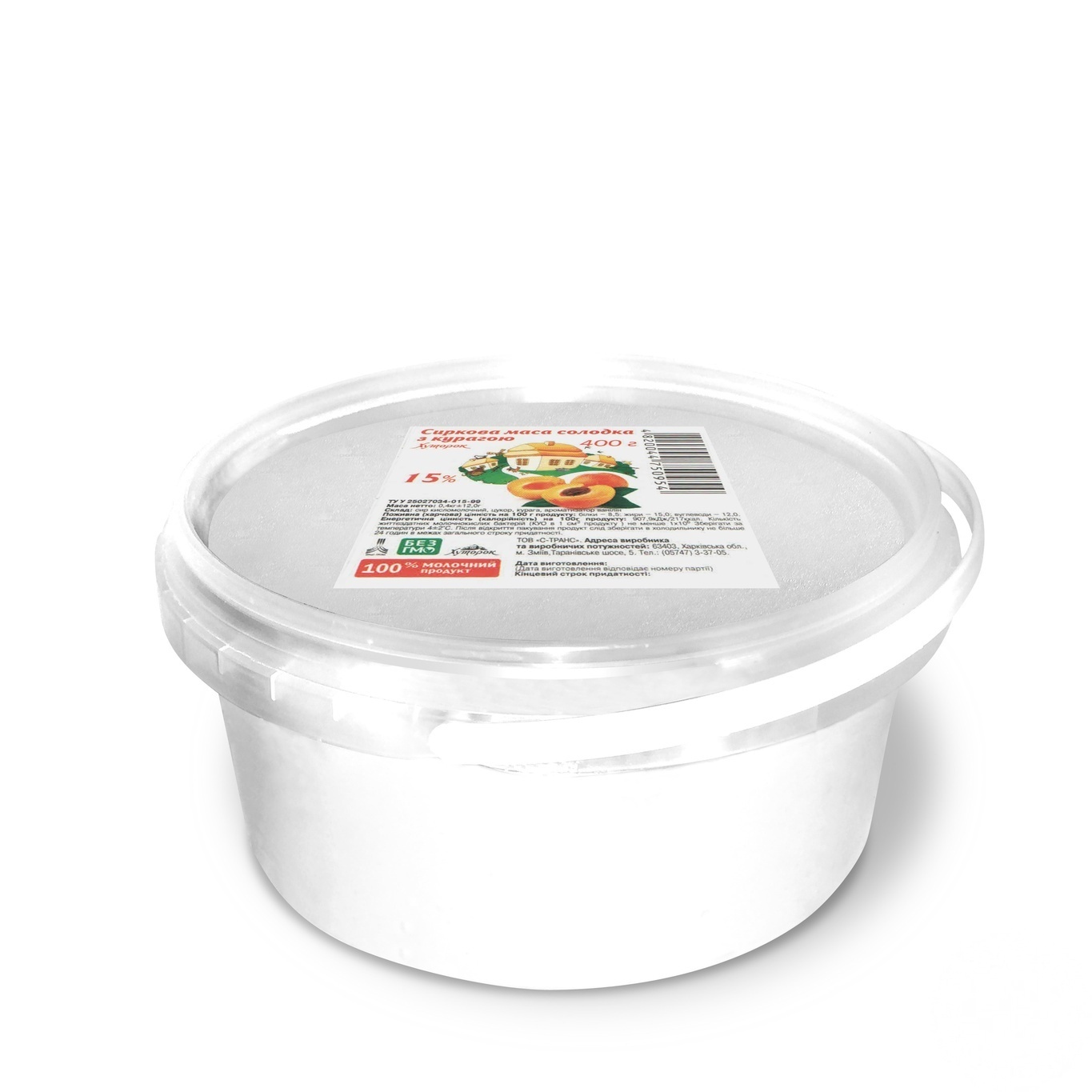 

Масса творожная Хуторок с курагой 15% 400г