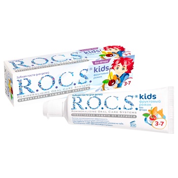 Зубна паста R.O.C.S. Kids Фруктовий ріжок без фтору 3-7 років 45г - купити, ціни на ULTRAMARKET - фото 3