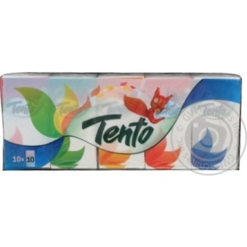 Хусточки Tento паперові 10шт купить, цены на МегаМаркет - фото 1