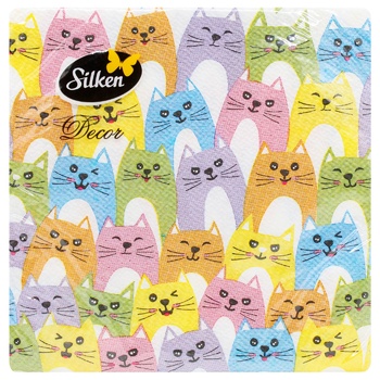 Silken Cats Napkins 33х33cm 15pcs - buy, prices for MegaMarket - photo 1