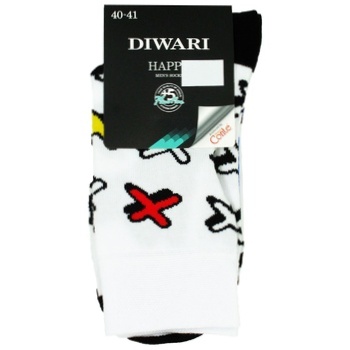 Diwari Happy Men's Socks s.25 white - buy, prices for MegaMarket - photo 1