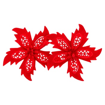 Red Flowers Christmas Decoration 11cm 2pcs