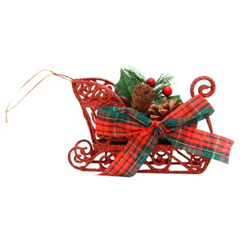 Прикраса Столяр санчата з декором червоний 13х8.5х4.5см - купити, ціни на МегаМаркет - фото 1