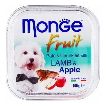 Корм вологий Monge Fruit з ягням та яблуком для собак 100г - купити, ціни на Cупермаркет "Харків" - фото 1