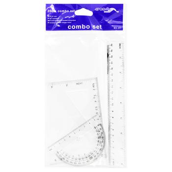 Набор геометрический линейка, 2 угольника, транспортир - купить, цены на КОСМОС - фото 1