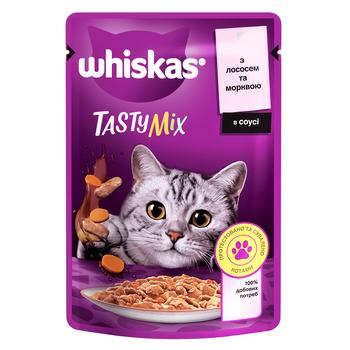 Корм Whiskas Tasty Mix Лосось с морковью в соусе для взрослых кошек 85г ...