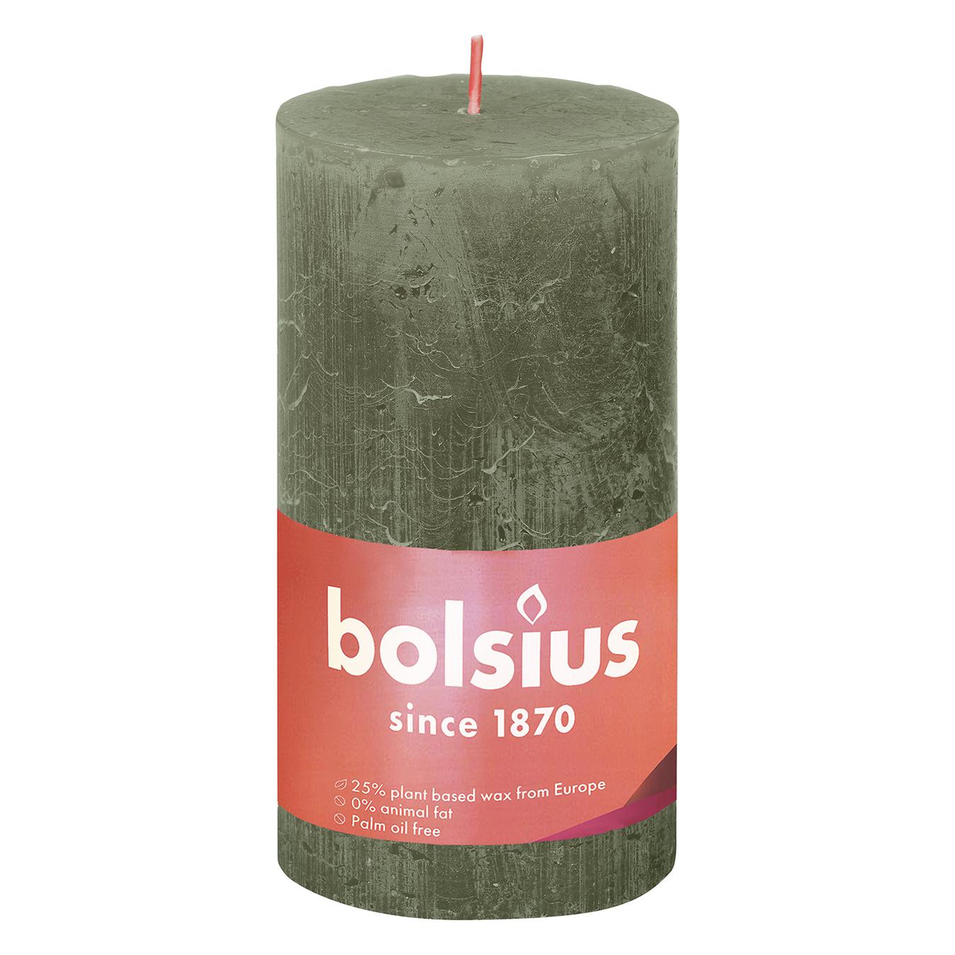 

Свеча Bolsius рустик свежий оливковый 130/68