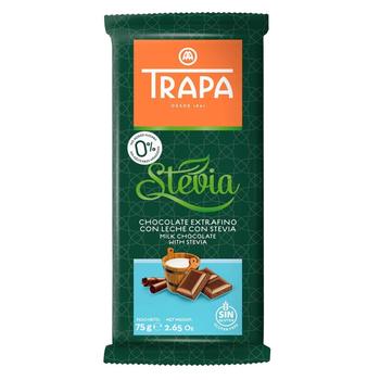 Шоколад молочний Trapa Stevia без цукру 75г - купити, ціни на Cупермаркет "Харків" - фото 1