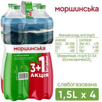 Вода минеральная Моршинская слабогазированная 4шт*1,5л - купить, цены на Auchan - фото 2