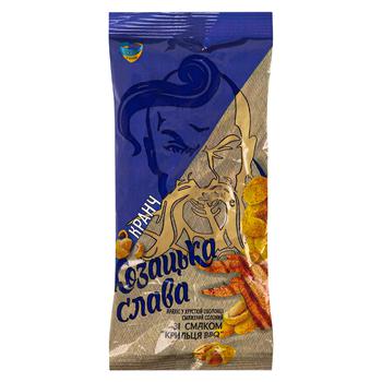 Kozatska Slava Roasted Salted Peanuts in Crispy Shell with BBQ Wimgs Flavor 80g - buy, prices for EKO Market - photo 1