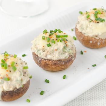 Royal champignons stuffed with Brie cheese