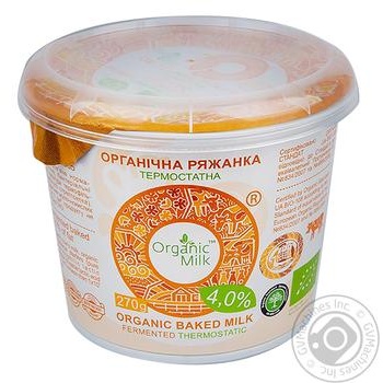 Ряжанка органічна термостатна Organic Milk 4% 270г купити, ціни на МегаМаркет - фото 1
