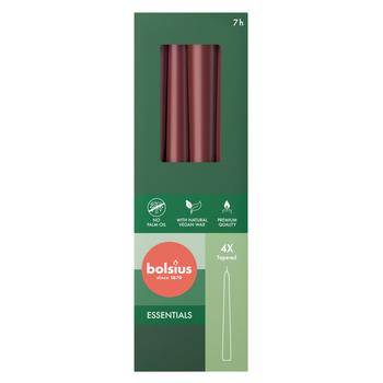 Свечи конусные Bolsius 24,5х2,4см 4шт красный