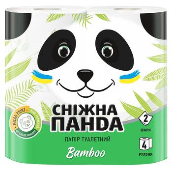 Туалетний папір Сніжна Панда Бамбук 2-шаровий 4шт - купити, ціни на КОСМОС - фото 1