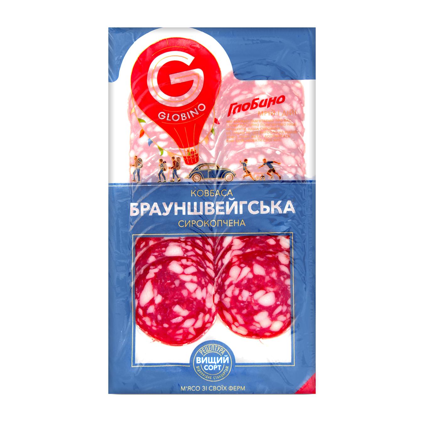 

Колбаса Globino Брауншвейгская сырокопченая нарезанная высшего сорта 80г