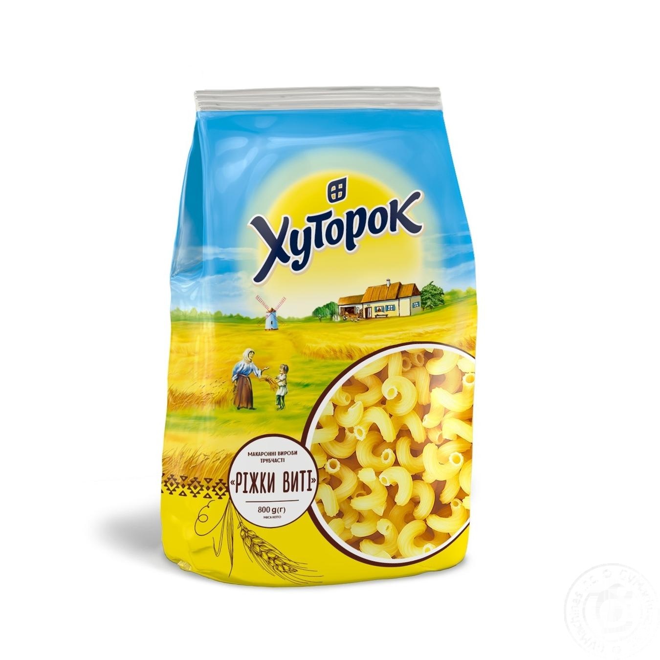 

Макаронные изделия Хуторок рожки витые 800г