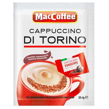 MacCoffe Cappuccino Di Torino 3in1 Coffee Drink with Dark Chocolate 25g - buy, prices for NOVUS - photo 1