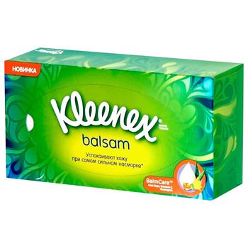 Салфетки Kleenex Balsam бумажные 80шт - купить, цены на Ашан - фото 1