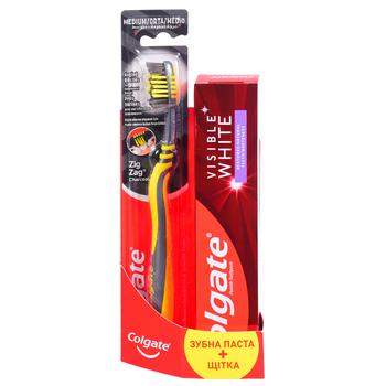 Colgate Visible White Toothpaste 75ml + Colgate Zig Zag Charcoal Toothbrush - buy, prices for Tavria V - photo 2