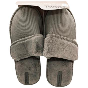 Twins 15877 HS-OZ Corduroy Fur Gray Men's Slippers s.42/43