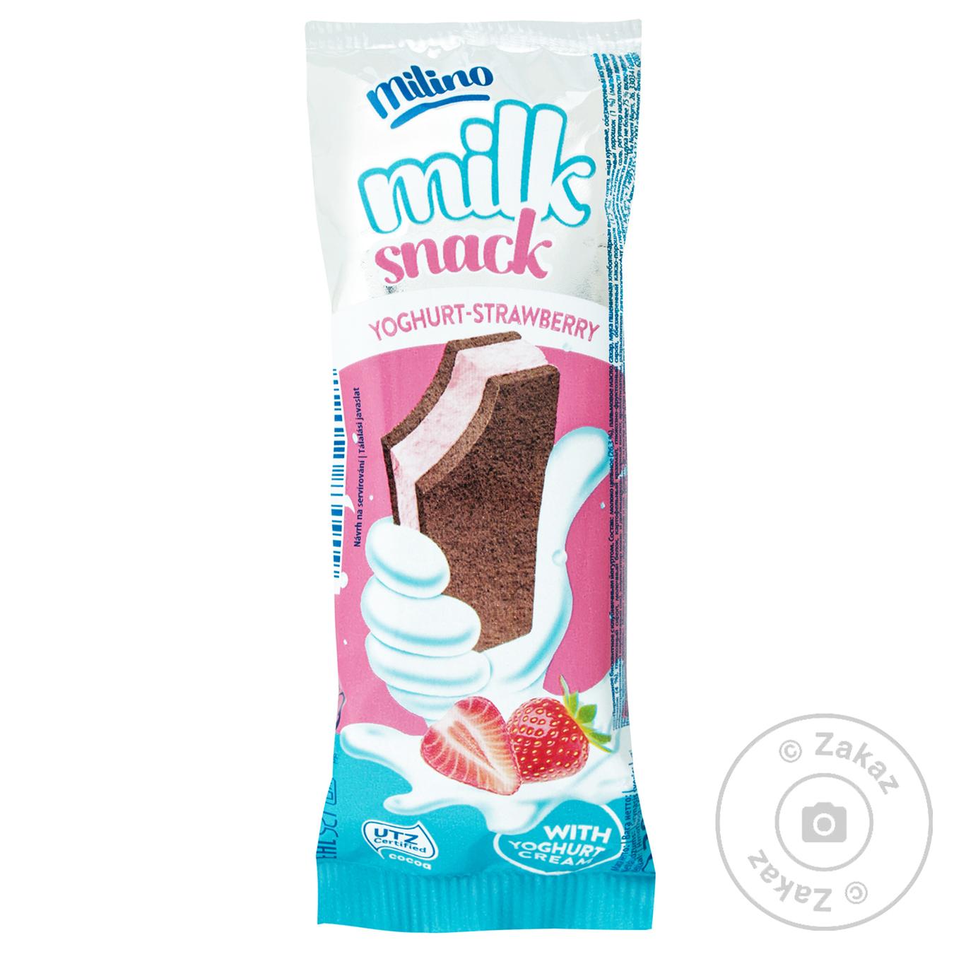 

Пирожное бисквитное Milino Milk Snack c клубнично-йогуртовым кремом 28г