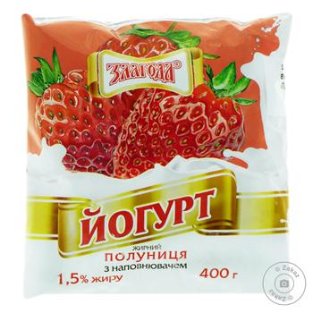 Йогурт Злагода Клубника 1.5% 400г - купить, цены на Чудо Маркет - фото 1