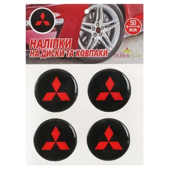 TerraPlus Mitsubishi Label Sticker for Hubcaps and Rims 50mm