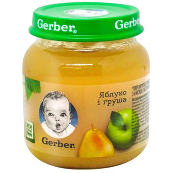 Fruit puree Gerber apple and pear for 5+ months babies 130g - buy, prices for Auchan - photo 1