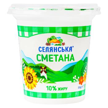 Сметана Селянська 10% 300г - купити, ціни на Метро - фото 1