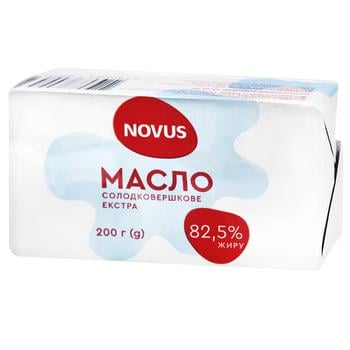 Масло Novus Екстра солодковершкове 82,5% 200г - купити, ціни на NOVUS - фото 1