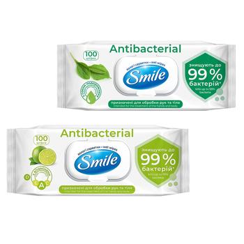 Серветки вологі Smile Antibacterial 100шт