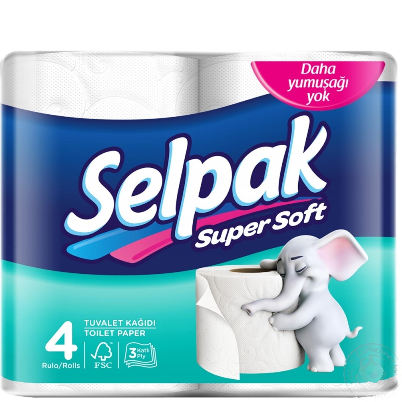 

Бумага туалетная Selpak белая трехшаровая 4шт