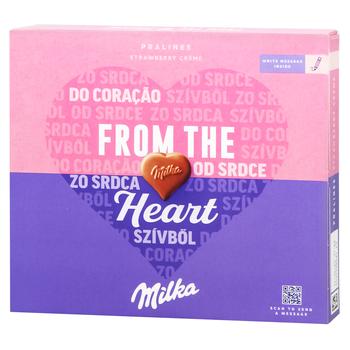 Конфеты Milka из молочного шоколада с кремово-клубничной начинкой 110г
