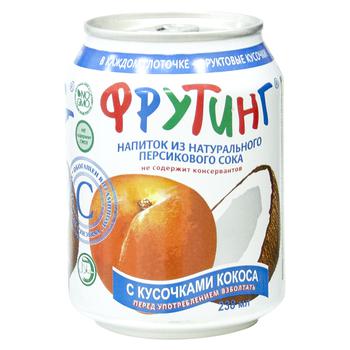 Non-alcoholic non-carbonated juice-containing drink with peach juice and coconut pieces Fruiting can 238ml Russia - buy, prices for MegaMarket - photo 1