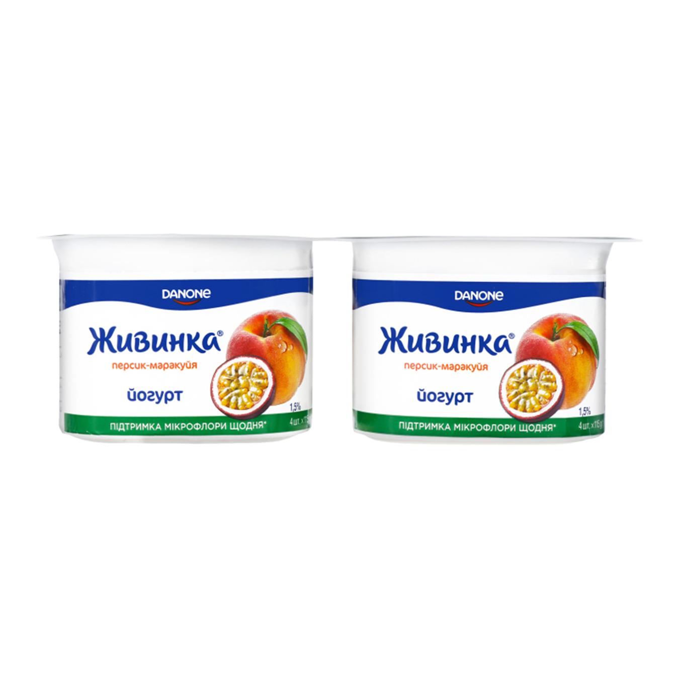 

Йогурт Живинка персик-маракуйя 1,5% 4шт*115г