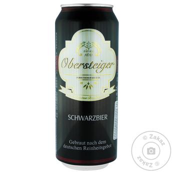 Пиво Obersteiger Schwarzbier темное фильтрованное 4,5% 0,5л