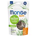 Лакомство для кошек Monge Gift с лососем и кошачьей мятой для выведения шерсти 60г