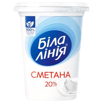 Сметана Біла лінія 20% 350г - купити, ціни на МегаМаркет - фото 1