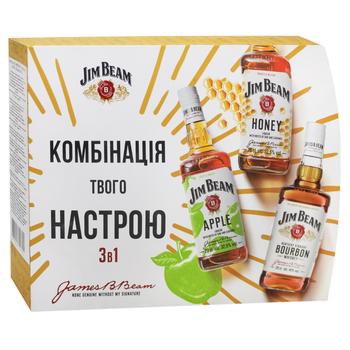 Jim Beam White 40%, Jim Beam Honey 32.5%, Jim Beam Apple 32.5% Whiskey Set 3х200ml