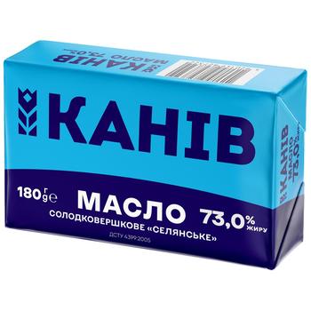 Масло Канев сладкосливочное крестьянское 73% 180г - купить, цены на Чудо Маркет - фото 1